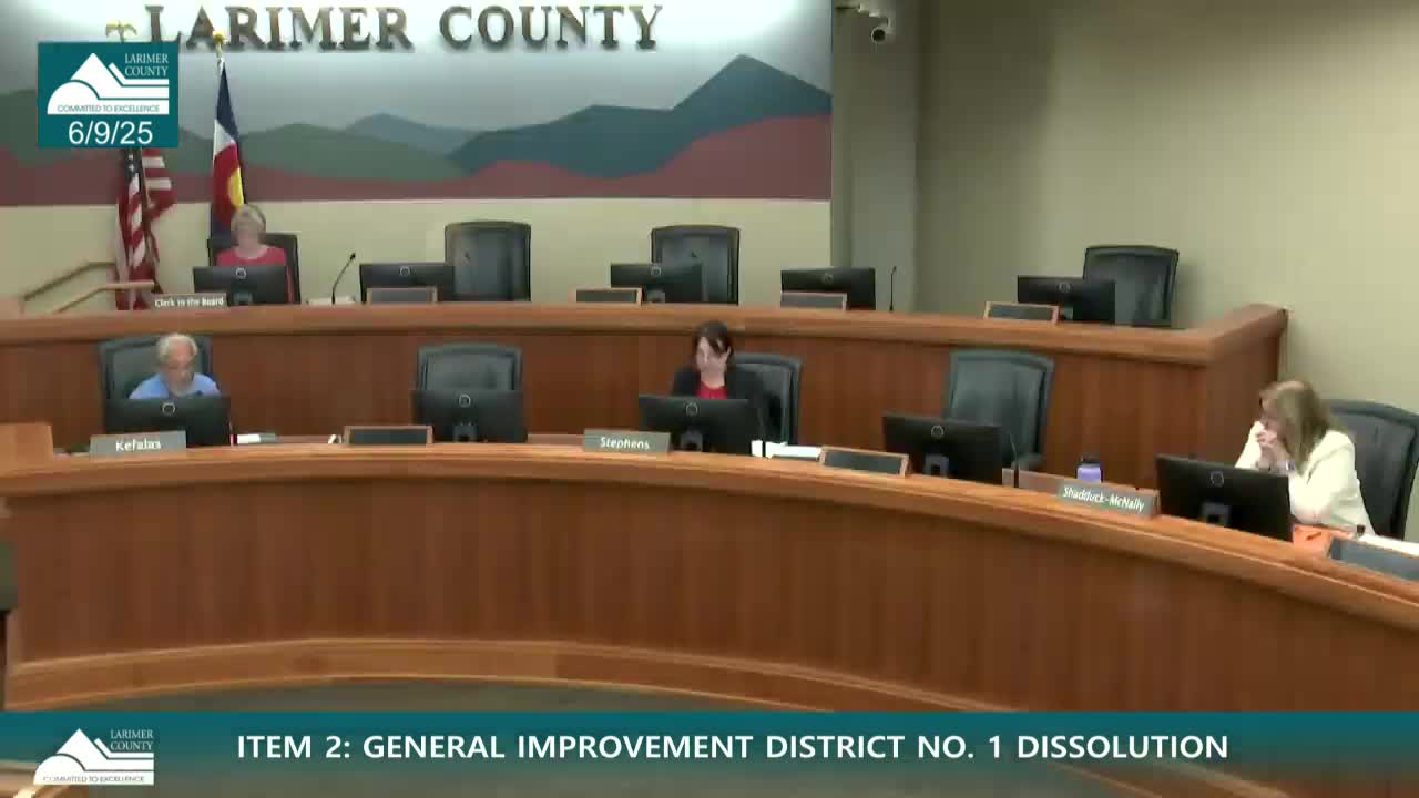 Larimer County Commissioners dissolve General Improvement District Number 1 amid community concerns