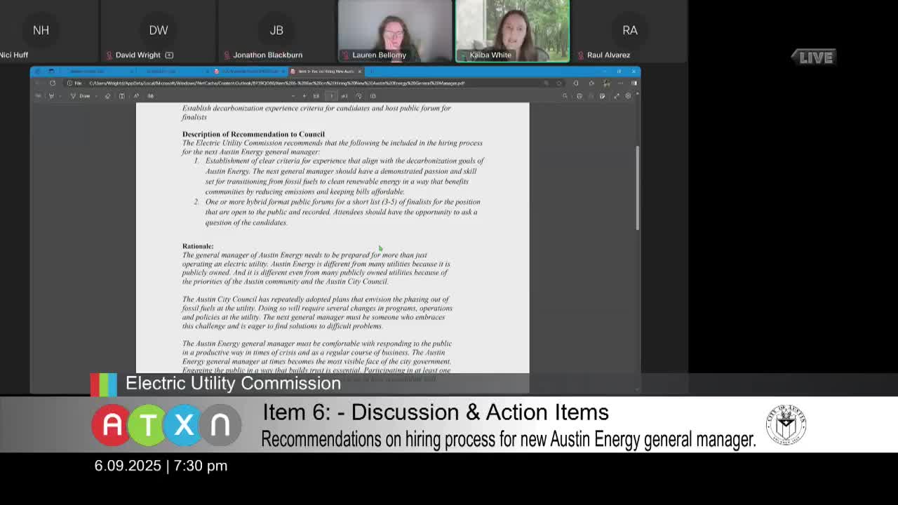 Austin Electric Utility Commission proposes public forum for new general manager candidates