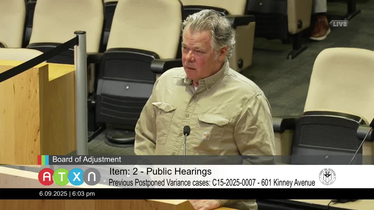 Board member Von Olin motions to hear Zilker Neighborhood easement case
