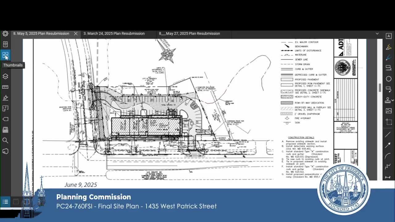 Frederick County approves site plan for 1435 West Patrick Street amid stormwater concerns