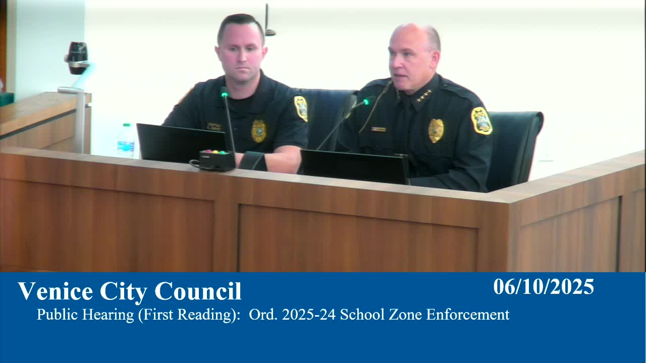 Venice City Council supports school zone safety cameras and public communication initiative