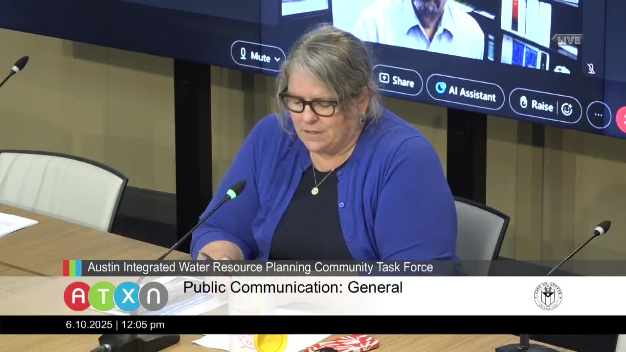 Valerie from Colorado River Conservancy questions Austin's water forward plan