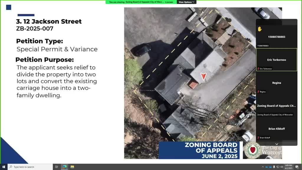 ZBA approves conversion of carriage house at 12 Jackson Street into two units; multiple variances granted