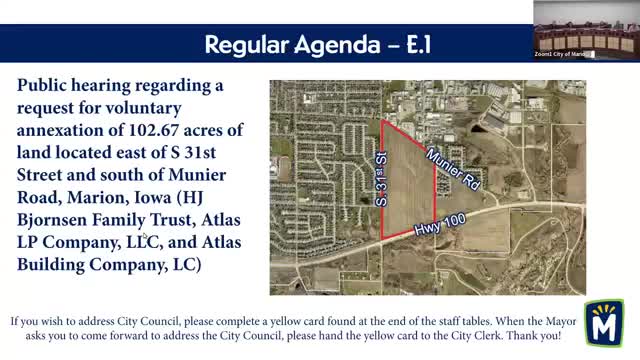 Marion council approves voluntary annexation of 102.67 acres along Highway 100