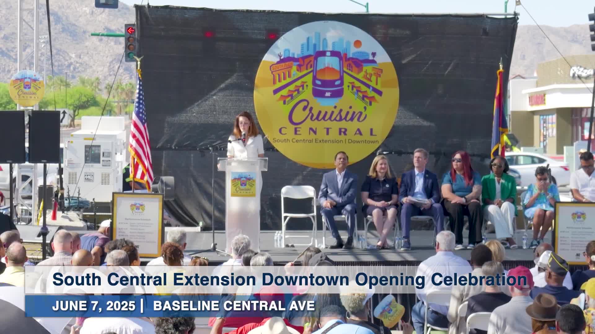 Phoenix Mayor Kate Gallego celebrates South Central light rail project opening with community leaders