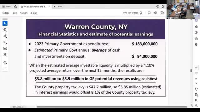 County revenue expert projects up to $3.9M in interest earnings for Warren County