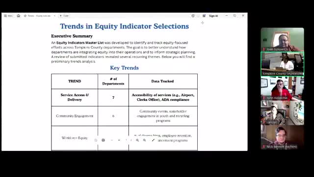 Tompkins County compiles 34 equity indicators; departments to report by strategic priority, county liaison named