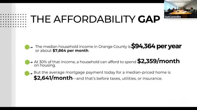 Local leaders push affordable housing solutions for time home buyers in Orange County