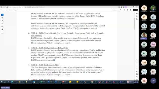 PG and E discusses project risk mitigation and data reporting requirements