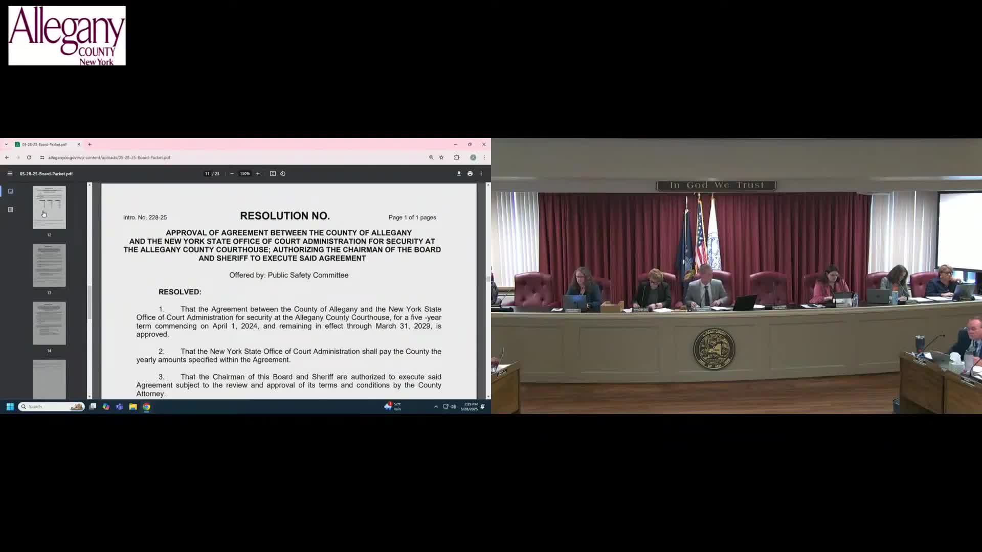 Allegany County approves series of Public Works agreements, bridge and landfill contracts