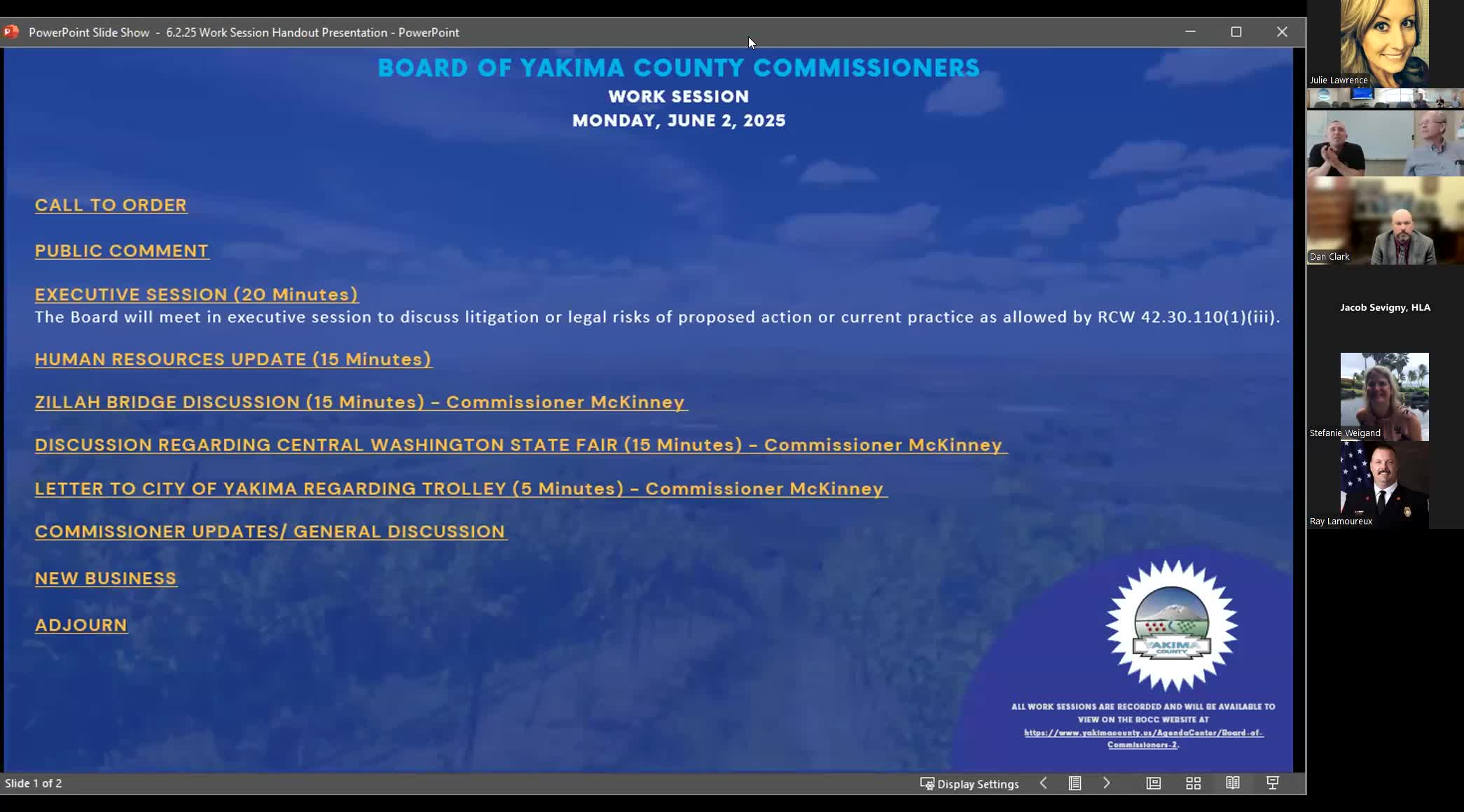 Yakima County HR presents four position reclassifications; commissioners signal consent