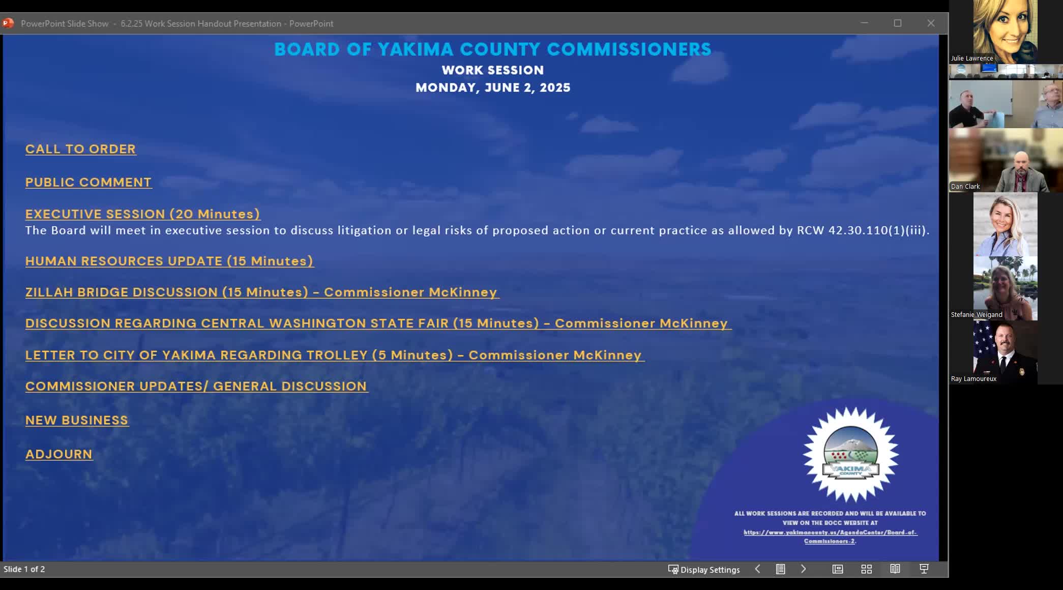 Clerk seeks record of prior Yakima Nation correspondence; commissioners agree to draft letter about Fire District 11 service concerns