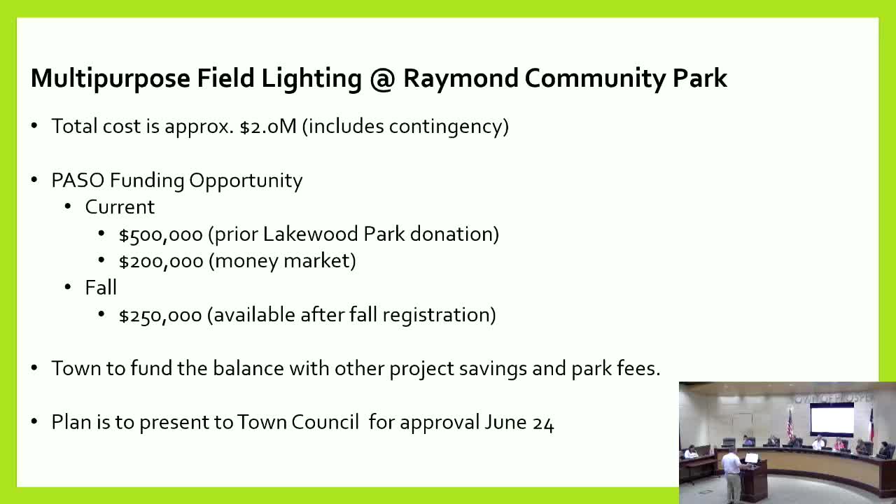 Prosper Community Council approves multi-purpose field lighting at Raymond Community Park