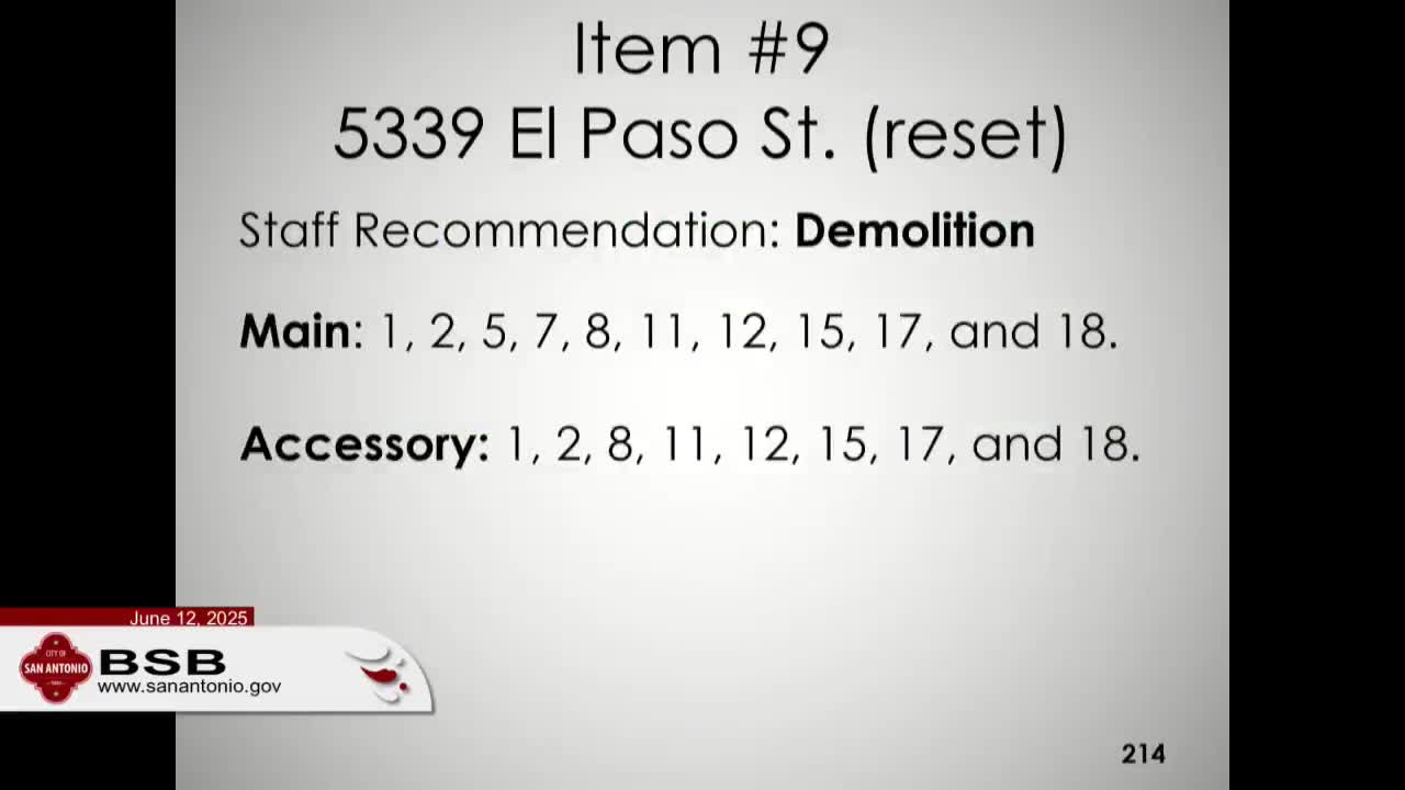 City staff recommends demolition of dangerous structures at 5339 El Paso Street
