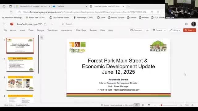 City staff outlines Main Street projects, new development prospects and cottage‑court plan at Forest Parkway