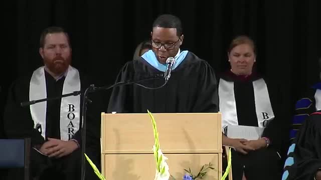Superintendent Steve Lassiter addresses Pitt County Schools graduation ceremony