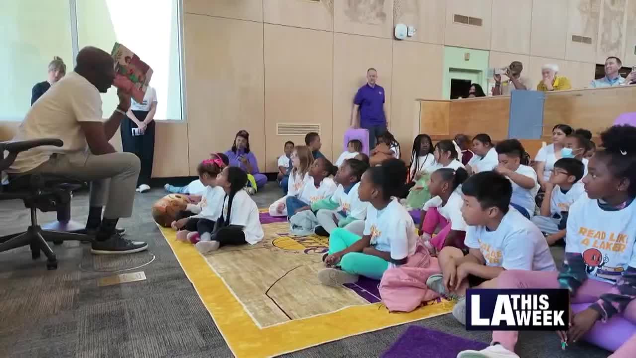 James Worthy promotes reading at Los Angeles Public Library's new youth space