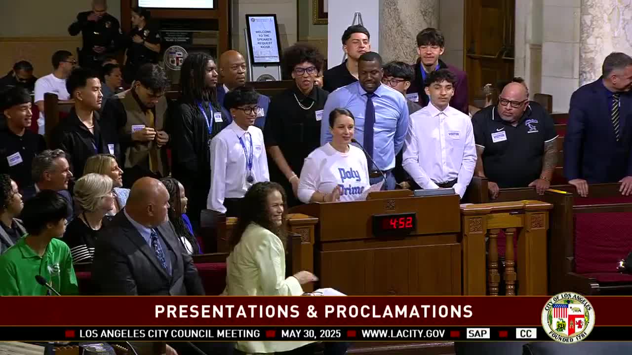 Los Angeles Council honors Poly High basketball team for championship victory