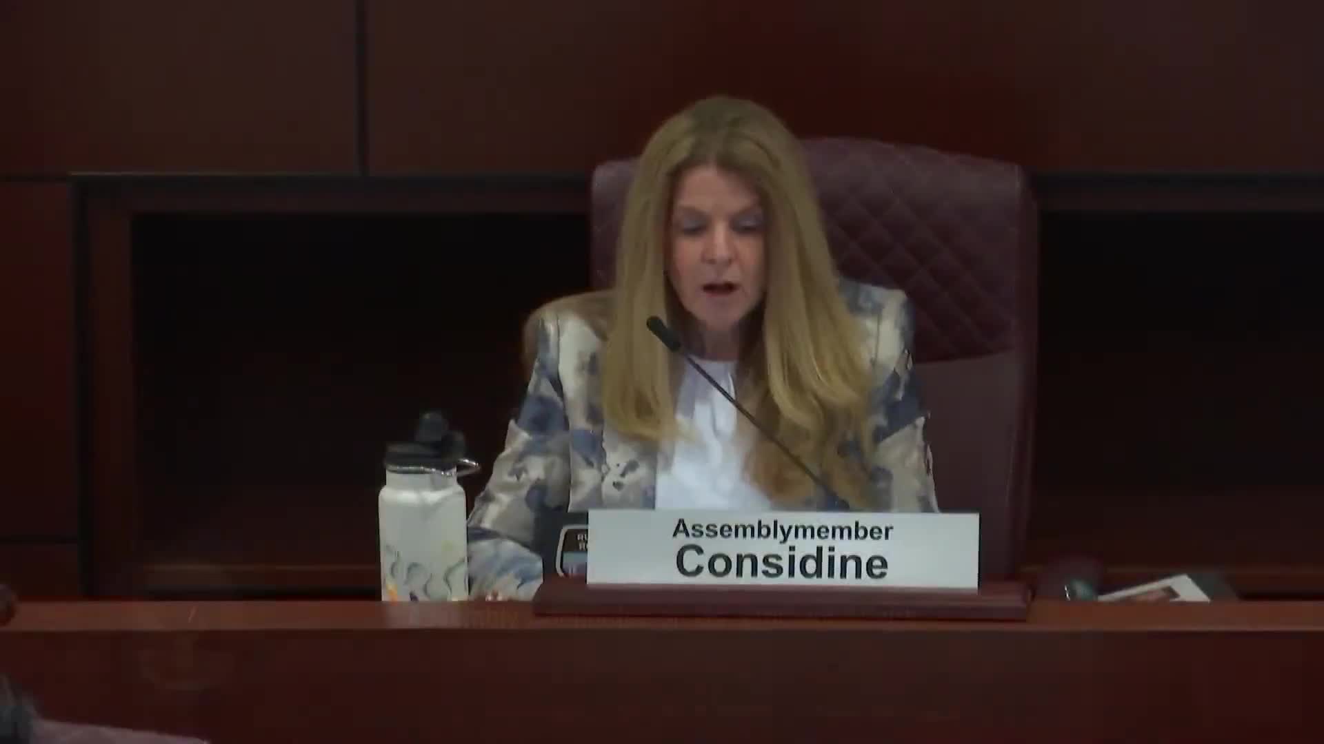 Assembly member Da Silva honors teacher Linda Houghton at committee meeting closure
