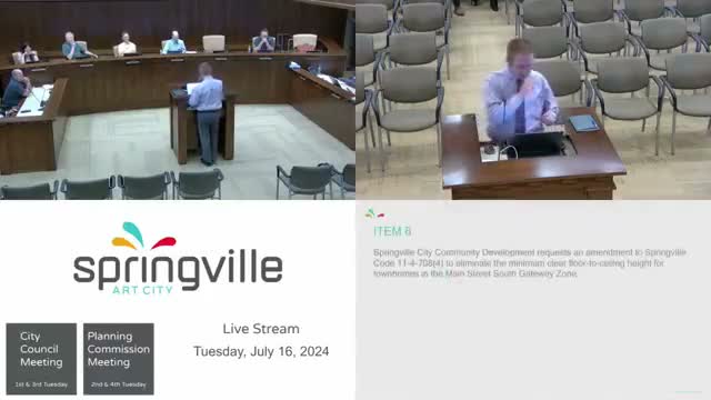 Council adopts ordinance 08-2024 to remove interior ceiling-height minimums for townhomes in Main Street South Gateway zone