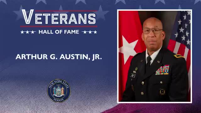 Senator Borrello honors retired General Arthur Austin as outstanding veteran volunteer