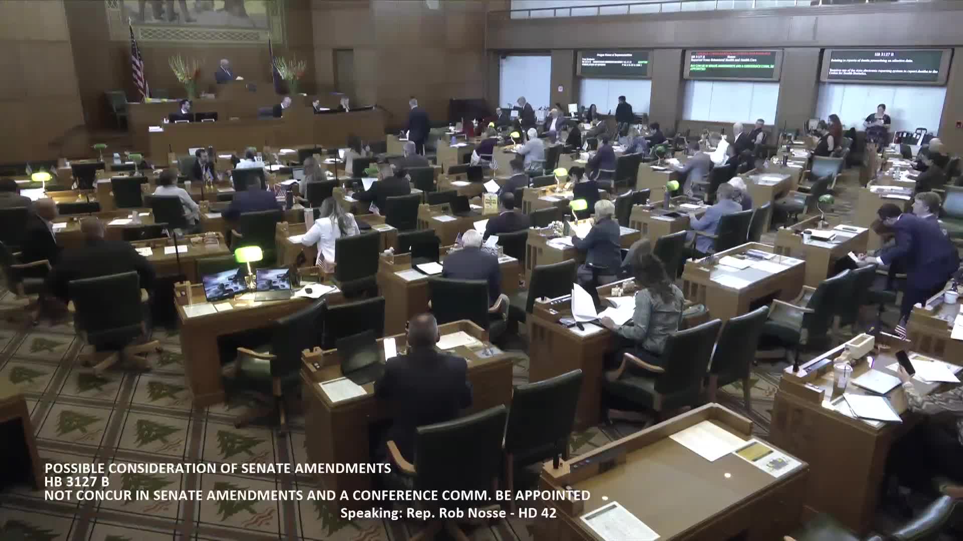 House votes to not concur on Senate amendment to death-reporting bill and appoints conference committee