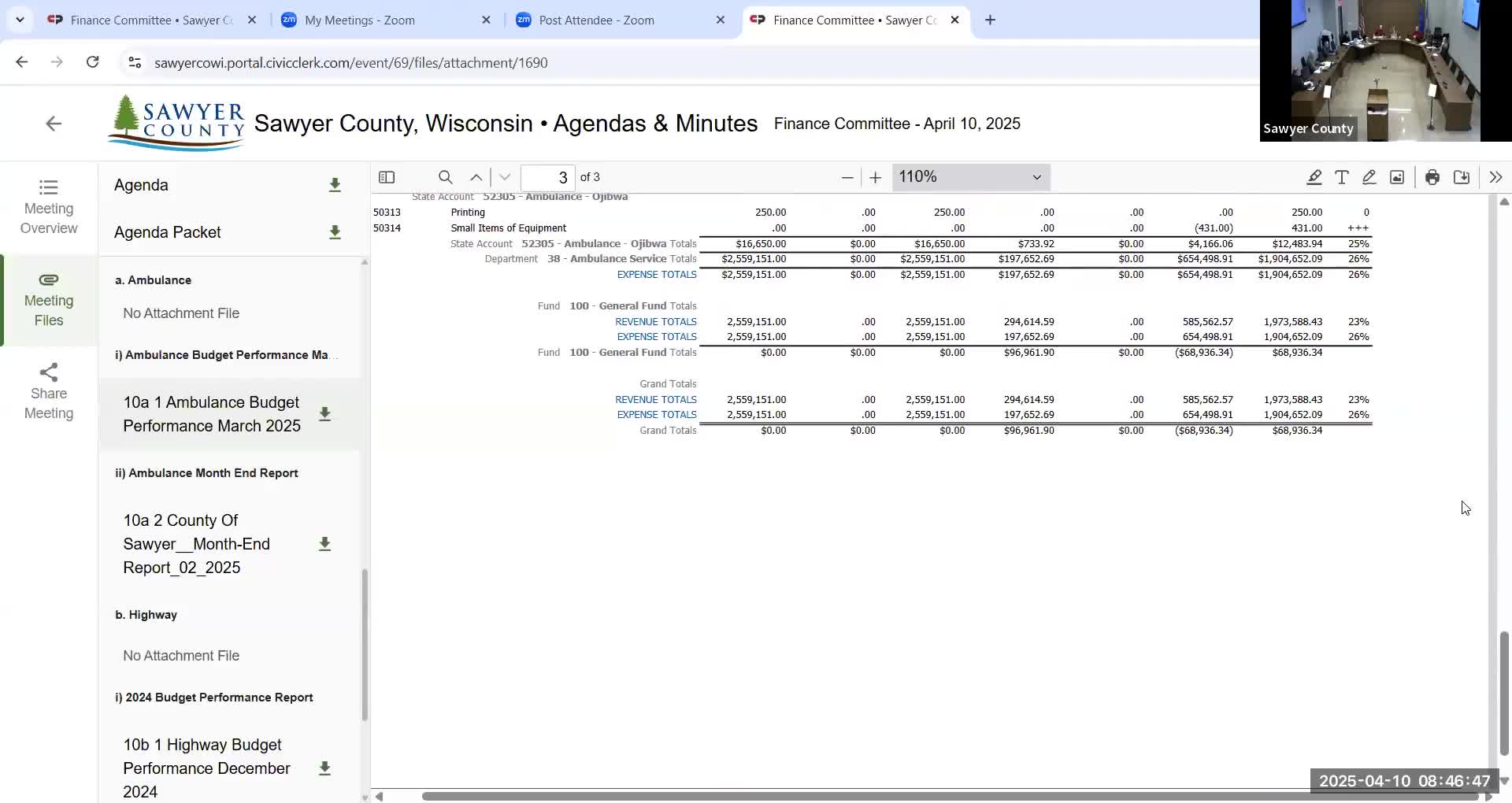 Sawyer County says ambulance collections improve; board discusses potential effects of new LCO clinic ambulance