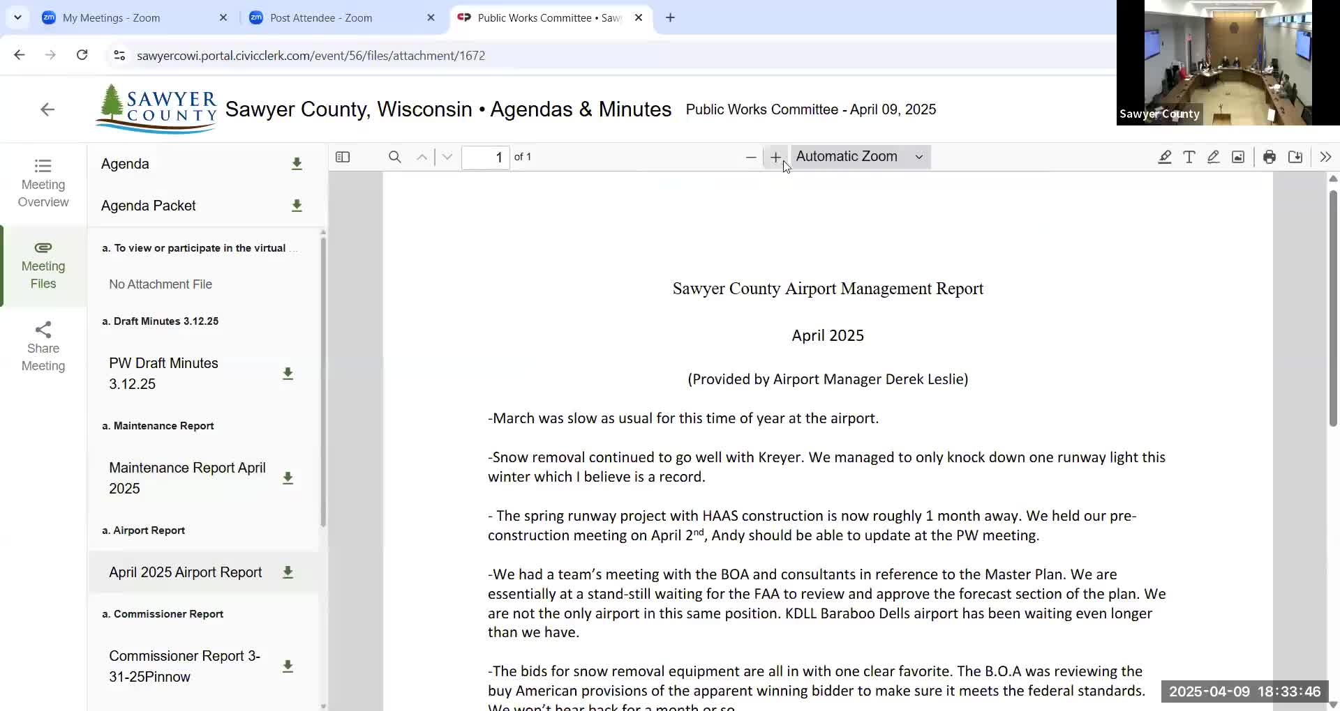 Sawyer County committee reviews airport master plan, runway resurfacing and expected May shutdown