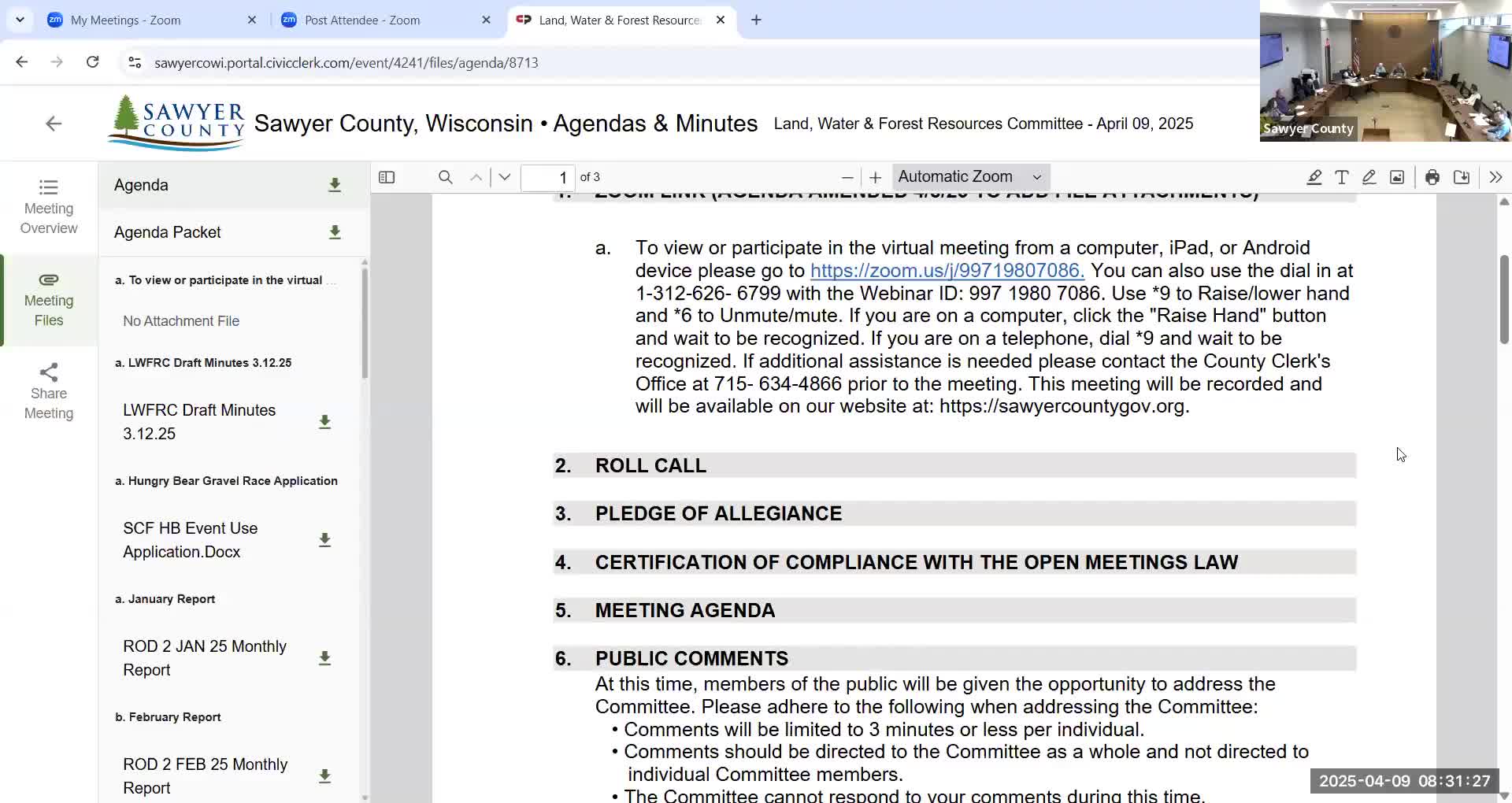Votes at a glance: committee approved minutes, two event permits, recreational-trails resolution and ordinance amendment