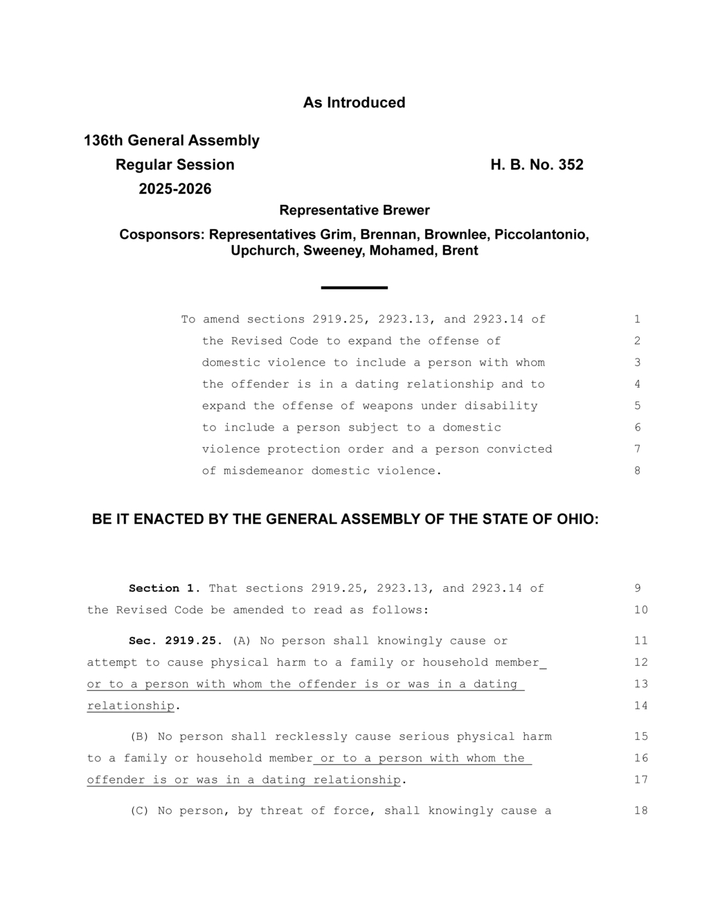 Ohio House amends domestic violence laws to enhance protections for victims