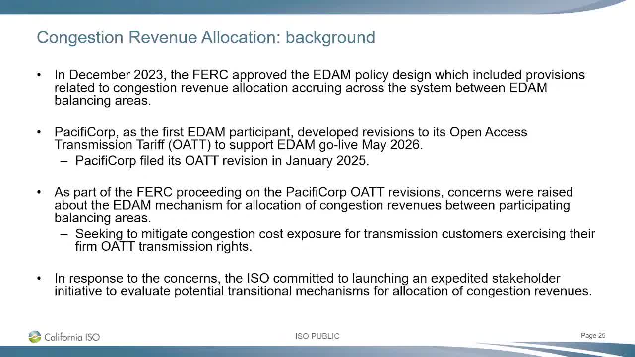 ISO advances targeted change to congestion‑revenue allocation to protect transmission customers