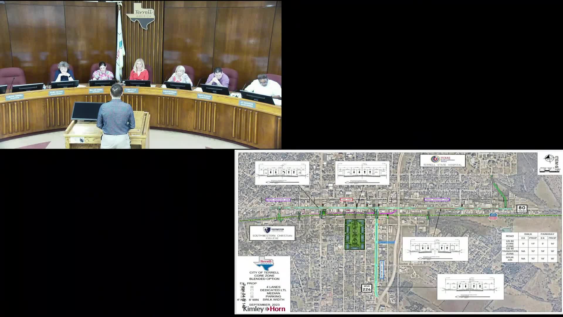 Terrell City Council reviews downtown core zone redesign with TxDOT collaboration