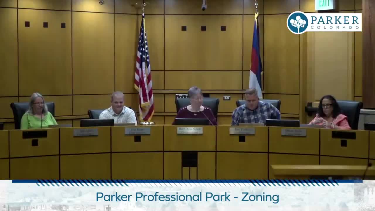 Parker planning commission unanimously recommends annexation and mixed‑use zoning for Parker Professional Park