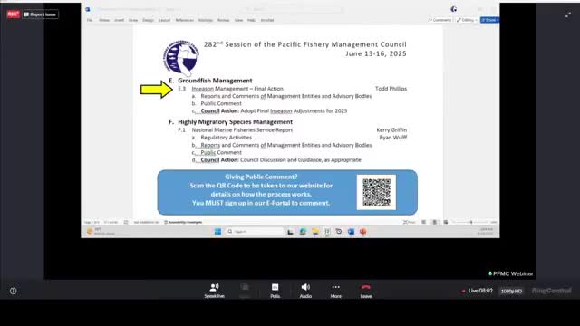 Pacific Council approves modest sablefish trip-limit increases and readies rollback of quillback depth restrictions