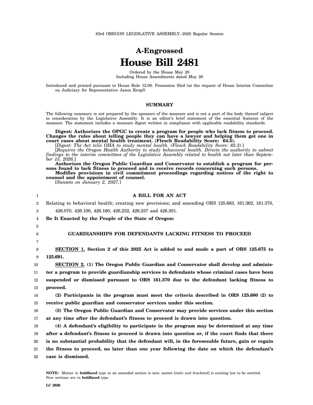 Oregon updates public guardian and conservator services for incapacitated individuals