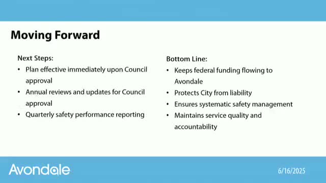 Avondale City Council adopts immediate safety management plan with federal funding