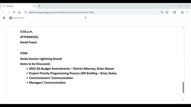 Adams County prepares regional priorities for CDOT 4P process; I‑25 North Coalition engagement highlighted