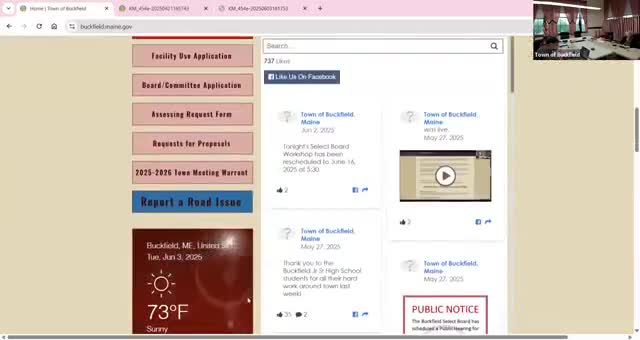 Buckfield rolls out online road-issue reporting, plans grader rental and committee action on paving