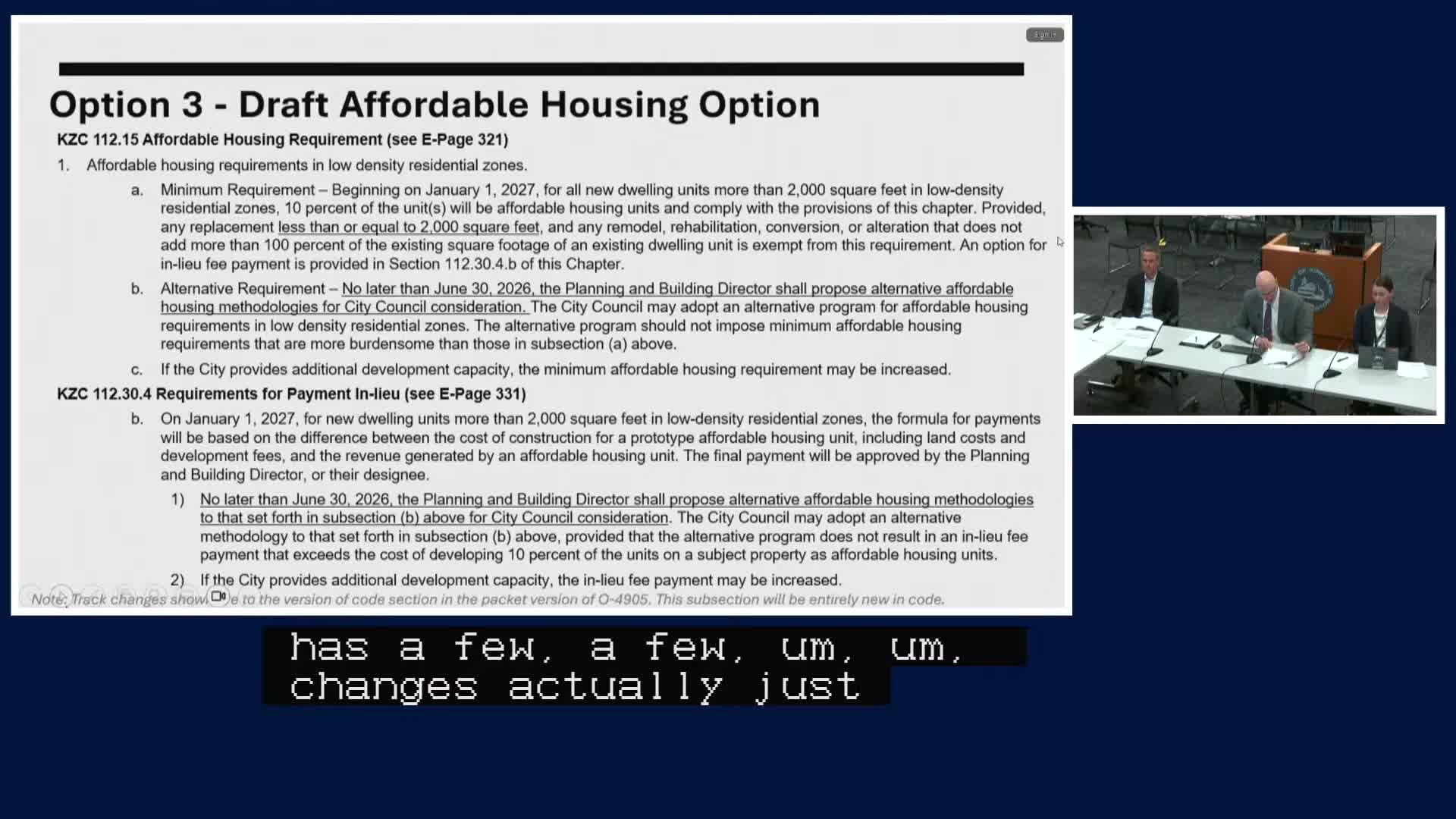 City Council Sets 2000 Square Foot Threshold for Affordable Housing Exemptions