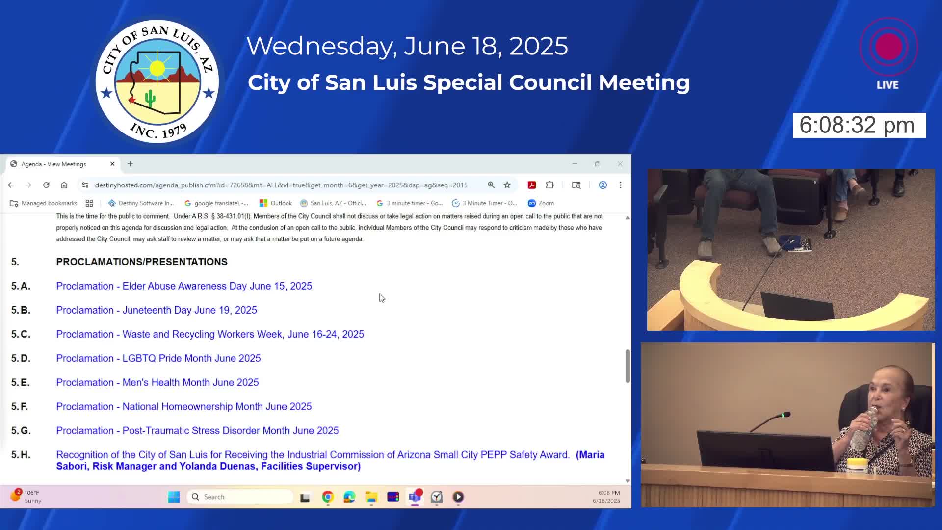 City Council issues proclamations for June 2025 observances including Elder Abuse and Juneteenth
