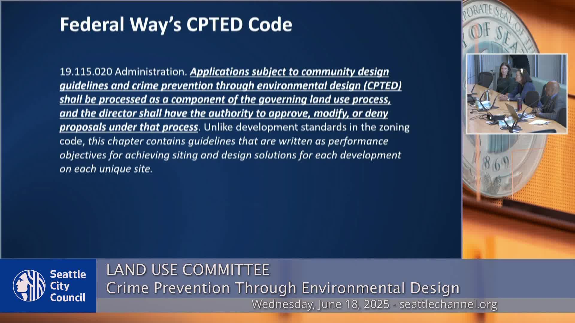 Seattle to Implement Comprehensive CPTED Checklist for Project Reviews