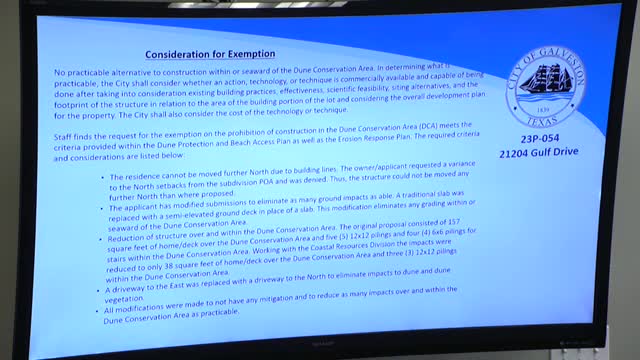 Galveston Commission debates dune conservation area exemptions for beachfront construction