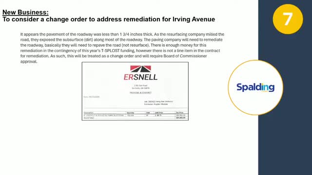 Board approves $64,965 change order to remediate Irving Avenue after milling exposed subbase