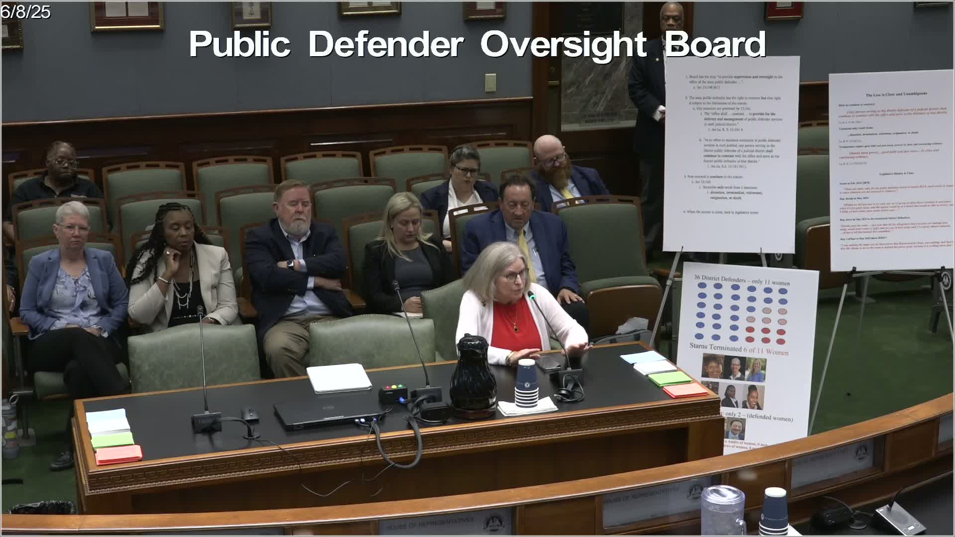 Attorney Nathan Fennell addresses public defender independence at Louisiana board meeting