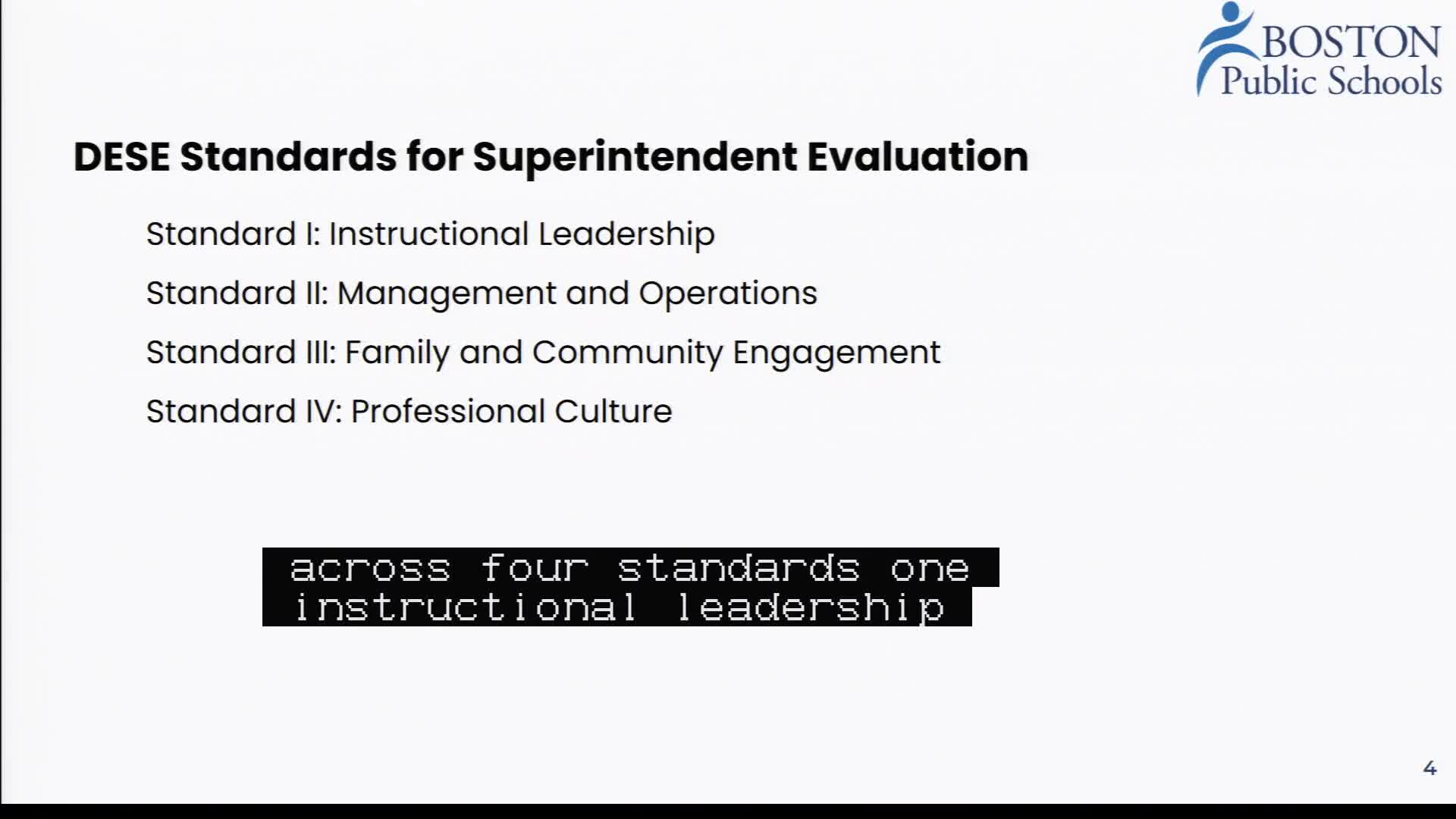 Boston Public Schools evaluates superintendent's performance across four key standards