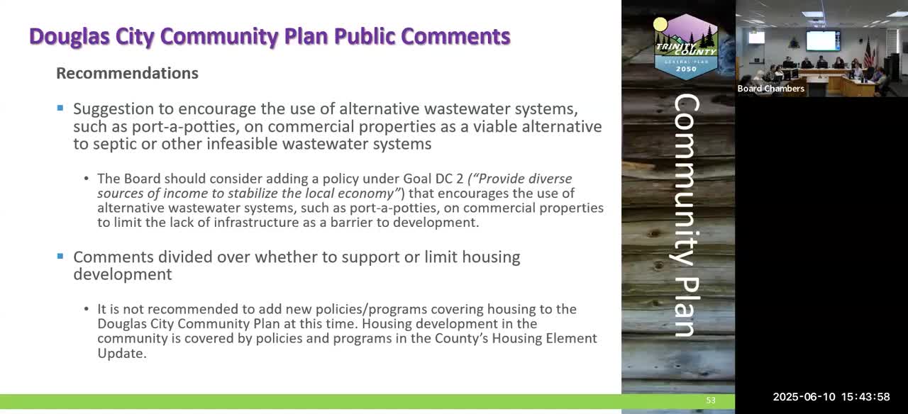 Planning Commission recommends policies for restaurant and senior services in Douglas City