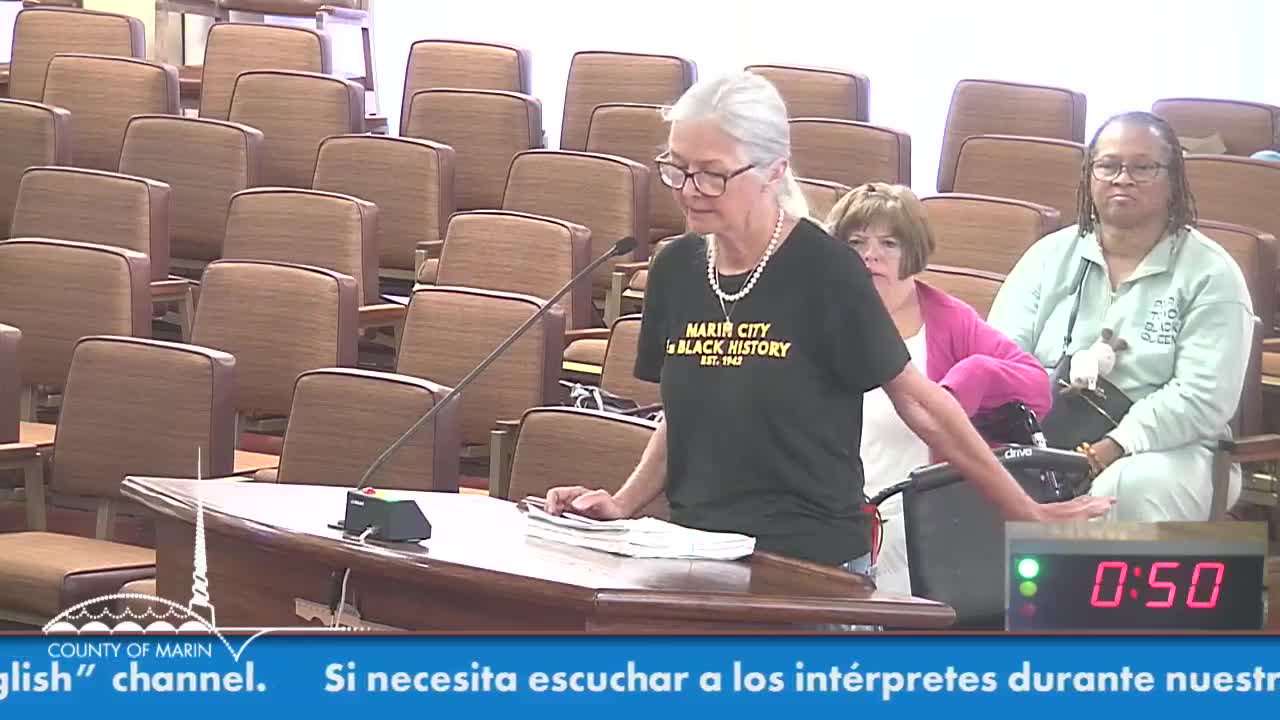 Holly Traeger Wilde addresses Marin City board on land and water quality concerns