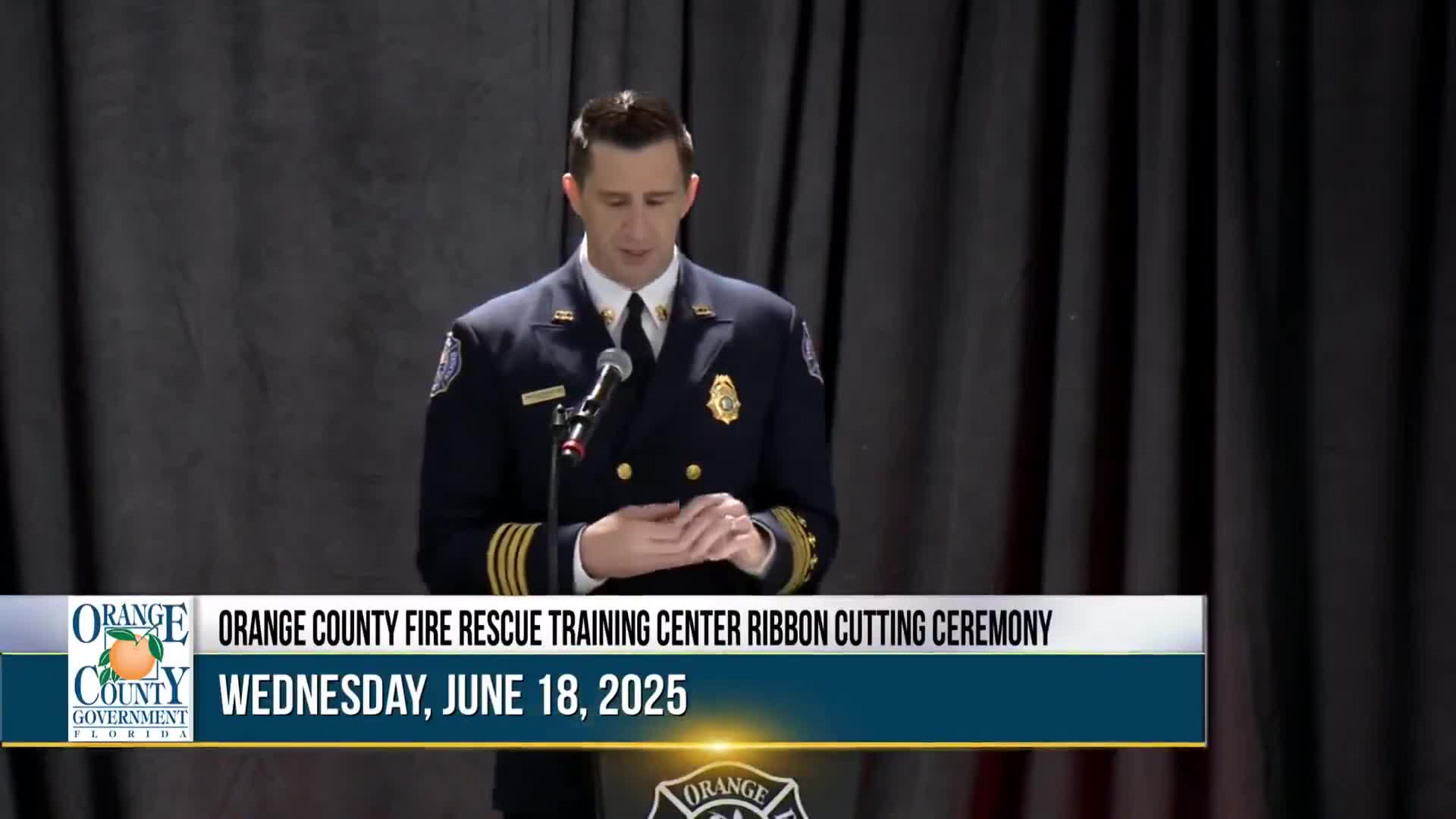 Orange County leaders gather for solemn ceremony featuring fire rescue honor guard