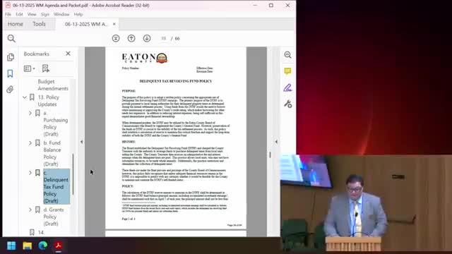 Board sets rules for transfers from delinquent-tax fund; staff to use formula before recommending surplus transfers