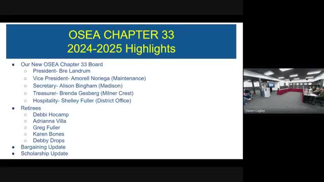 OSEA chapter 33 negotiates salaries and awards scholarships to local graduates